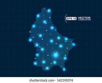 pixel Luxembourg map with spot lights