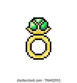 Pixel Magic Ring With Gem For Games And Websites
