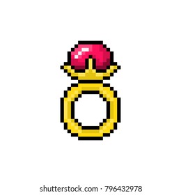 Pixel Magic Ring With Gem For Games And Websites