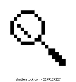 pixel magnifier icon. Magnifying glass. Vector illustration. stock image. 