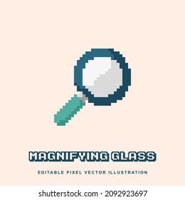 Pixel magnifying glass icon vector illustration for video game asset, motion graphic and others