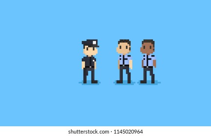 Pixel male american police officer.8bit characer.