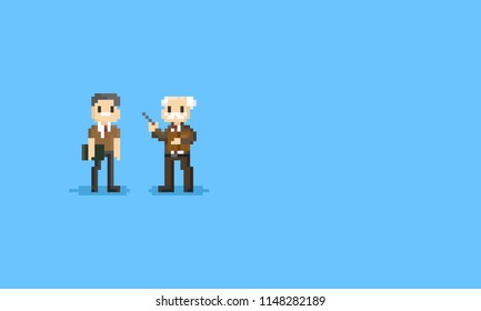 Pixel male teacher.8bit character.