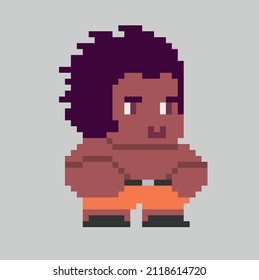 Pixel man character in art style