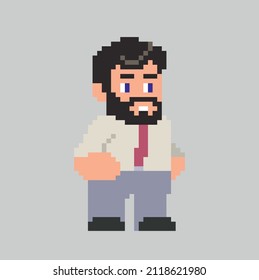 Pixel man character in art style