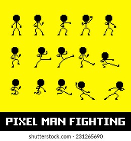 Pixel man fighting