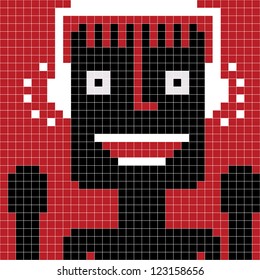 pixel man with headphones