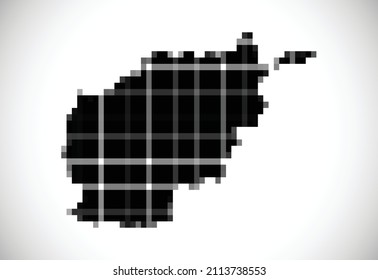 Pixel map of Afghanistan. The dotted map is on white background. Vector illustration