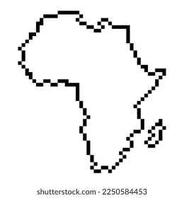 Pixel map of Africa. Vector illustration.