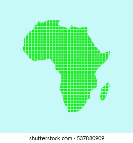 Pixel map of Africa, vector illustration. Abstract background.