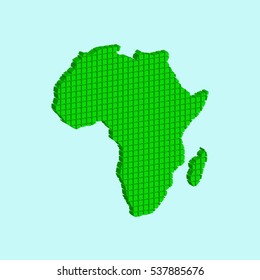 Pixel map of Africa, vector illustration. Abstract background. 3D-map of Africa