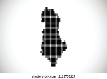 Pixel map of Albania. The dotted map is on white background. Vector illustration