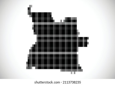 Pixel map of Angola. The dotted map is on white background. Vector illustration