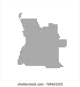 Pixel map of Angola. Vector dotted map of Angola isolated on white background. Angola map page symbol for your web site design map logo, app, ui, Travel vector eps10