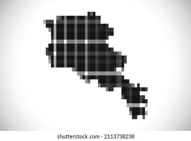 Pixel map of Armenia. The dotted map is on white background. Vector illustration