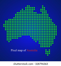 Pixel map of Australia. Colorful background. Vector illustration. Eps 10