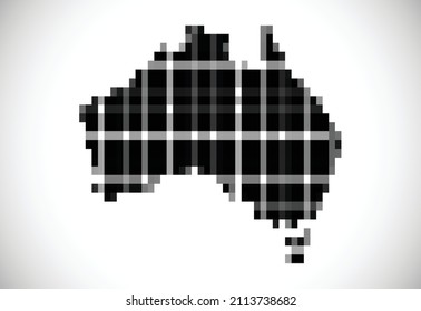Pixel map of Australia. The dotted map is on white background. Vector illustration