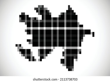 Mapa de Pixel de Azerbaiyán. El mapa punteado está sobre fondo blanco. Ilustración del vector