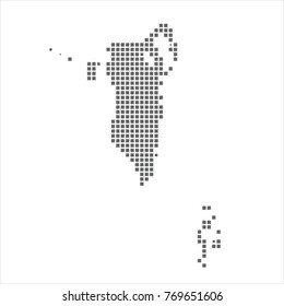 Pixel map of Bahrain. Vector dotted map of Bahrain isolated on white background. Bahrain map page symbol for your web site design map logo, app, ui, Travel vector eps10
