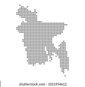 Pixel map of Bangladesh. Vector dotted map of Bangladesh isolated on white background. Abstract computer graphic of Bangladesh map. vector illustration.