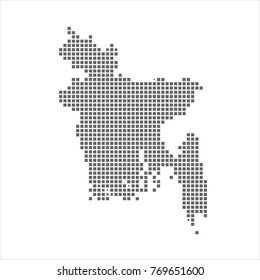 Pixel map of Bangladesh. Vector dotted map of Bangladesh isolated on white background. Bangladesh map page symbol for your web site design map logo, app, ui, Travel vector eps10