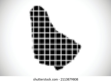 Pixel map of Barbados. The dotted map is on white background. Vector illustration