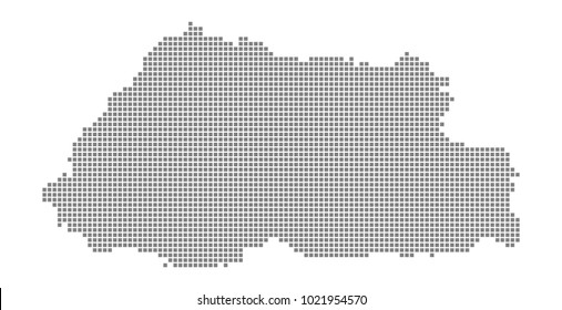 Pixel map of Bhutan. Vector dotted map of Bhutan isolated on white background. Abstract computer graphic of Bhutan map. vector illustration.