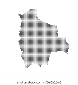 Pixel map of Bolivia. Vector dotted map of Bolivia isolated on white background. Bolivia map page symbol for your web site design map logo, app, ui, Travel vector eps10