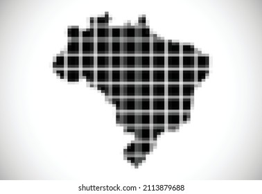 Pixel map of Brazil. The dotted map is on white background. Vector illustration