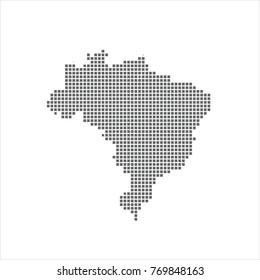 Pixel map of Brazil. Vector dotted map of Brazil isolated on white background. Brazil map page symbol for your web site design map logo, app, ui, Travel vector eps10