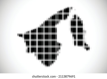 Pixel map of Brunei. The dotted map is on white background. Vector illustration
