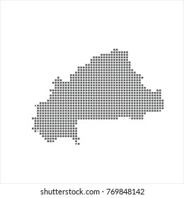 Pixel map of Burkina Faso. Vector dotted map of Burkina Faso isolated on white background. Burkina Faso map page symbol for your web site design map logo, app, ui, Travel vector eps10