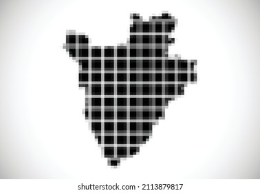 Pixel map of Burundi. The dotted map is on white background. Vector illustration