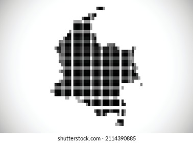 Pixel map of Colombia. The dotted map is on white background. Vector illustration