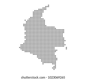 Pixel map of Colombia. Vector dotted map of Colombia isolated on white background. Abstract computer graphic of Colombia map. vector illustration.