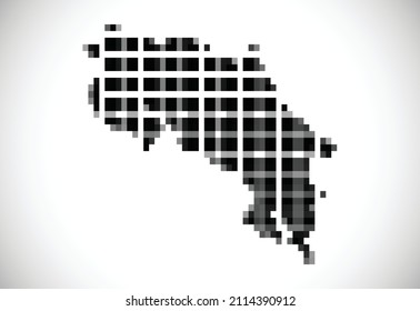 Pixel map of Costa Rica. The dotted map is on white background. Vector illustration