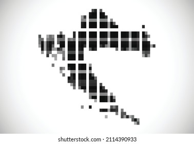 Pixel map of Croatia. The dotted map is on white background. Vector illustration