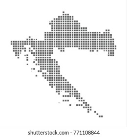 Pixel map of Croatia. Vector dotted map of Croatia isolated on white background. Croatia map page symbol for your web site design map logo, app, ui, Travel vector eps10 