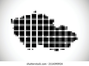 Pixel map of Czech republic. The dotted map is on white background. Vector illustration