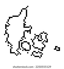 Pixel map of Denmark. Vector illustration.