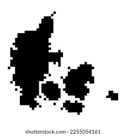 Pixel map of Denmark. Vector illustration.