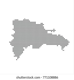 Pixel map of Dominican Republic. Vector dotted map of Dominican Republic isolated on white background. Dominican Republic map page symbol for your web site design map logo, app, ui, Travel vector eps1