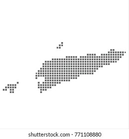 Pixel map of East Timor. Vector dotted map of East Timor isolated on white background. East Timor map page symbol for your web site design map logo, app, ui, Travel vector eps10 