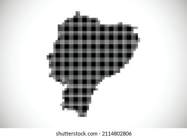 Mapa de píxeles de Ecuador. El mapa punteado está sobre fondo blanco. Ilustración del vector