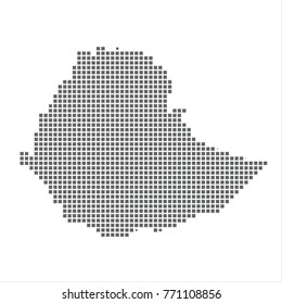 Pixel map of Ethiopia. Vector dotted map of Ethiopia isolated on white background. Ethiopia map page symbol for your web site design map logo, app, ui, Travel vector eps10 