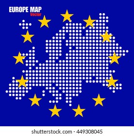 Pixel map of Europe on background EU flag