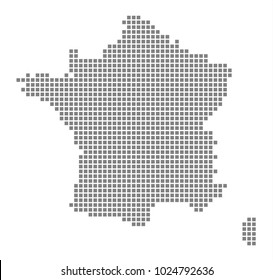 Pixel map of France. Vector dotted map of France isolated on white background. Abstract computer graphic of France map. vector illustration.