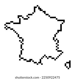 Pixel map of France. Vector illustration.
