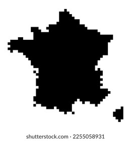 Pixel map of France. Vector illustration.