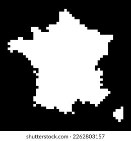 Mapa de Pixel de Francia. Ilustración vectorial.